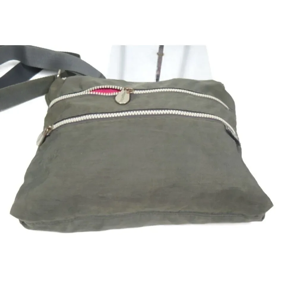 Baggallini Three Zip Crossbody Shoulder Bag Grey Organizer Small